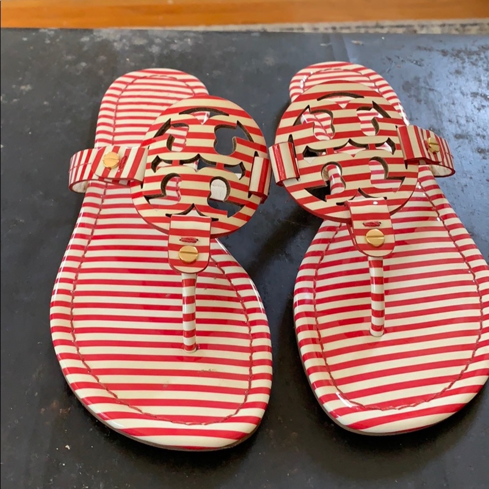 Tory Burch Miller Sandal, Red and White Stripes